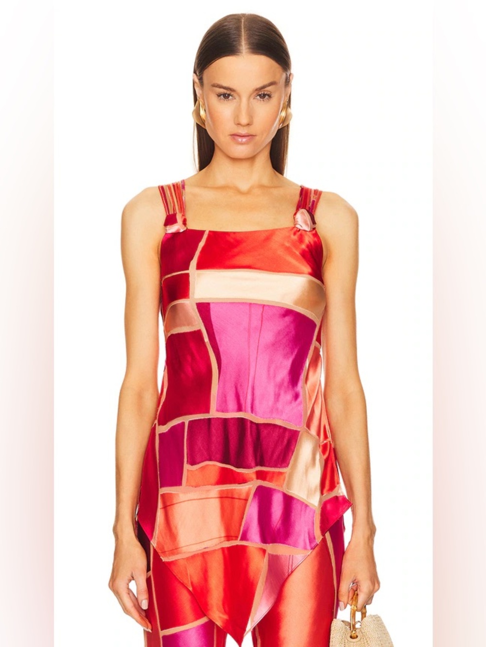 Cult Gaia Shalia Top Lollipop Multi Silk Colorblock Size S